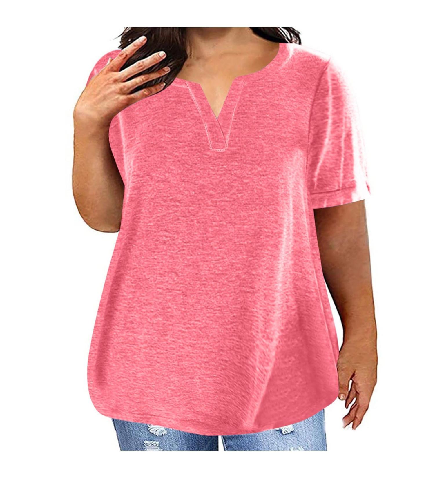 Golatcr Women's V-Extract T-Shirt - Summer Short Sleeve Blouse Tops in White & Pink Sizes up to 5XL - Perfect for Sports & Casual Wear - Buy Online on GoSupps.com