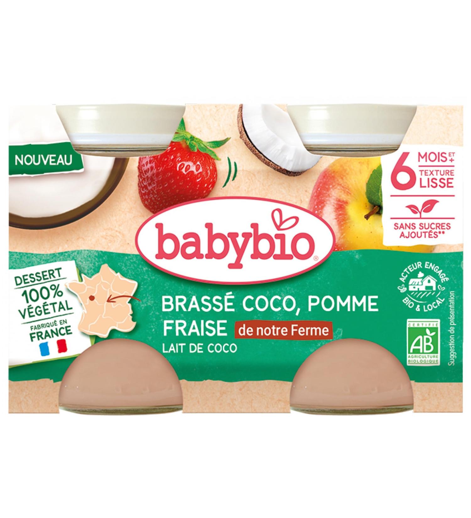 BABYBIO Petits Pots Brass s Coco Pomme Fraise - 2x130g
