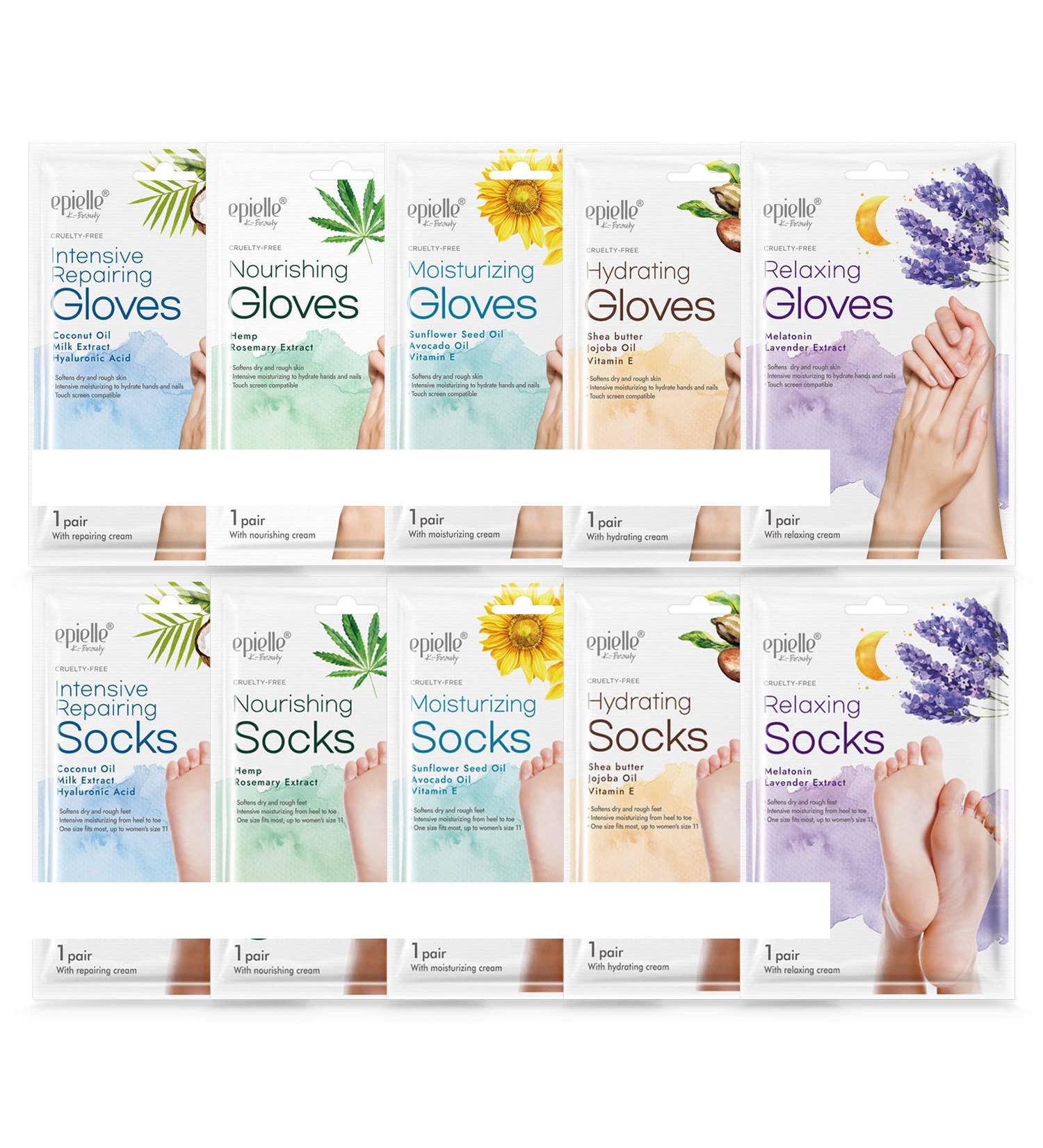 Epielle Moisturizing Socks and Gloves - 10 Pairs for Hand and Foot Care | Stocking Stuffers - Buy Online on GoSupps.com