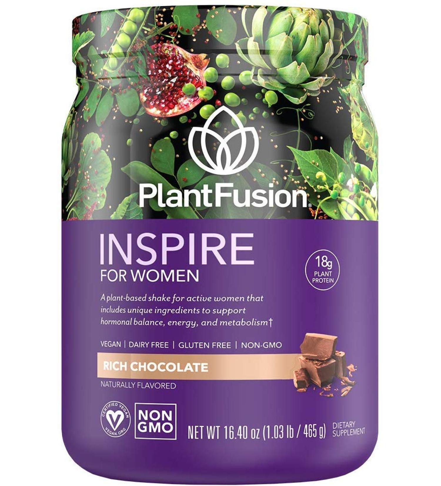PlantFusion Inspire Womenâ€™s Protein Powder - Rich Chocolate 16.40 oz | Vegan & Plant-Based - Buy Online on GoSupps.com