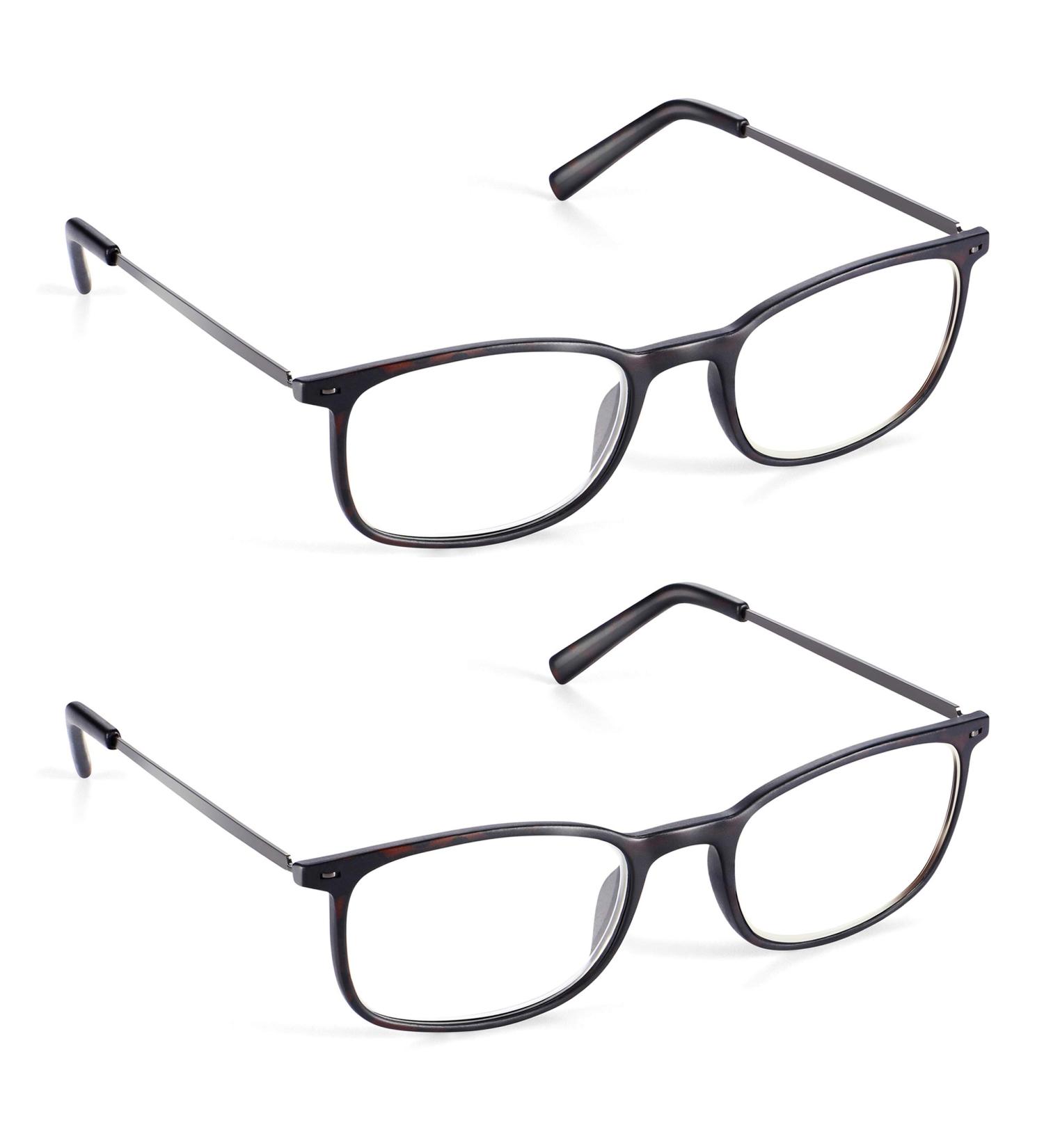 Shop Stylish Reading Glasses for Men & Women - +1 to +3.5 Magnification Lightweight Shield Plastic Slim Metal Design Glare-Free - 2 Pack - Buy Online on GoSupps.com