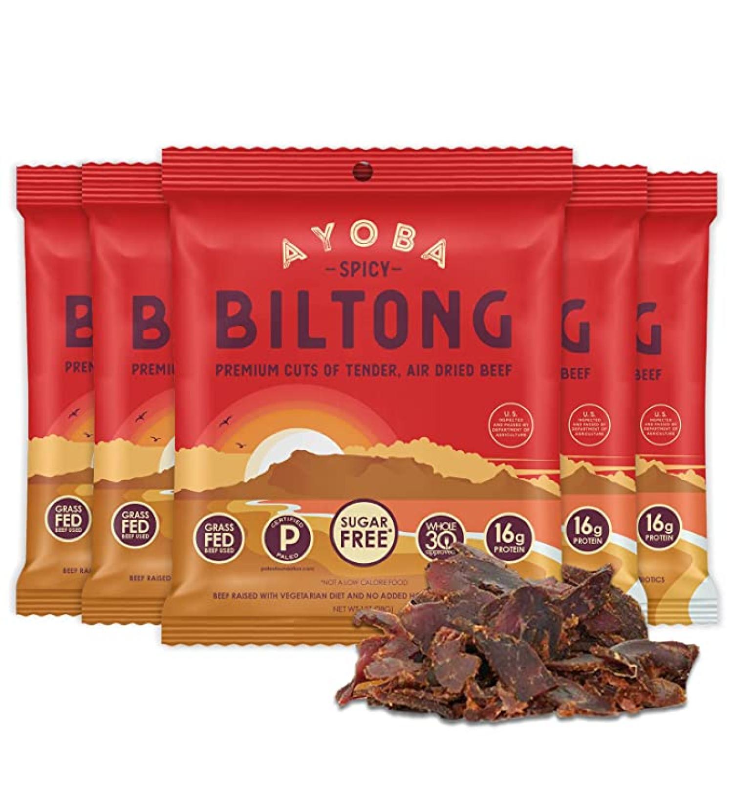 Buy Ayoba Spicy Biltong - Keto & Paleo Certified - Grass Fed Beef Snack (5 Pack  1 oz) - Buy Online on GoSupps.com