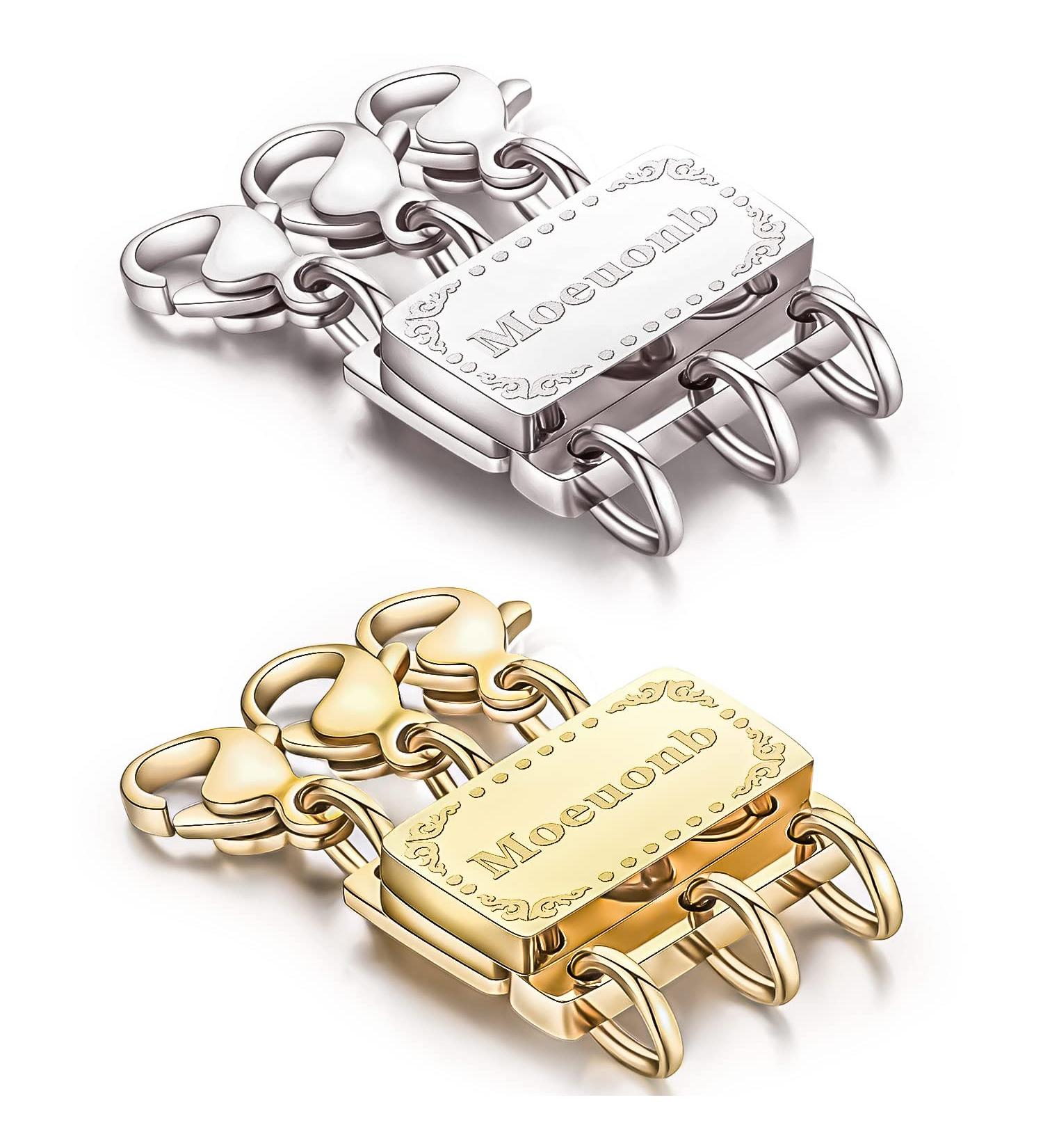 2-Piece Upgraded Magnetic Layering Necklace Clasps Set - Gold and Silver | Necklace Separator & Detangler for Triple Layering | 14K Gold Plating | Closures for Multiple Necklaces - Buy Online on GoSupps.com