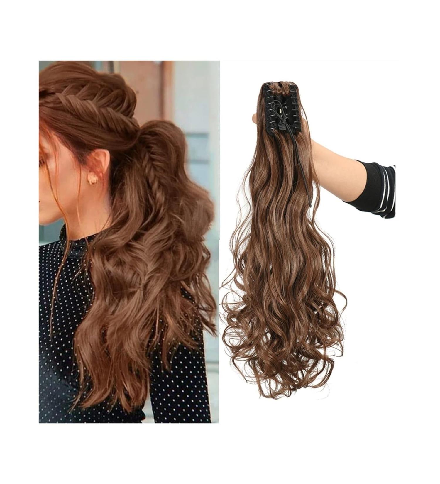 Ponytail Extension Claw Clip In Wavy Ponytail Extensions Synthetic Fiber Ponytail Hair Piece 22 Inch Long Wavy Curly Claw Clip Ponytail Extensions for Women Girls Ponytail Hairpiece for Women (Color 22inches SH88-8 - Buy Online on GoSupps.com