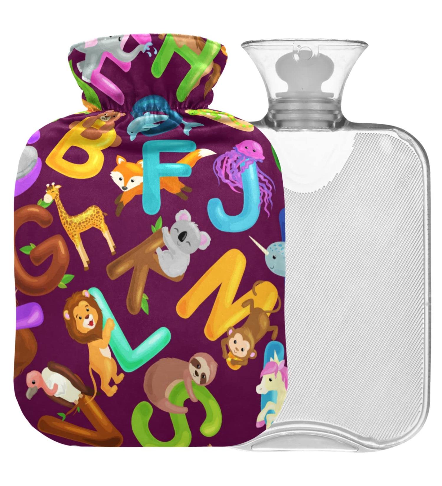 Naanle Animal Alphabet Hot Water Bottle - 1L Transparent Bag | Heat & Cold Therapy for Bed Hands & Feet - Buy Online on GoSupps.com