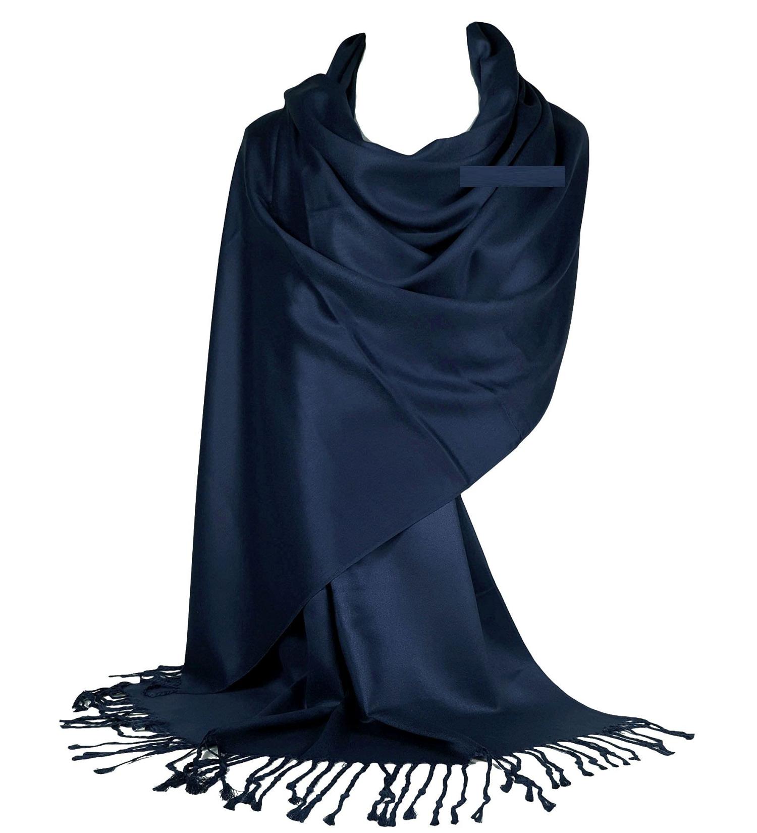 GFM Smooth Shiny Surface Pashmina Style Scarf - L9 Very Dark Navy Blue - Buy Online on GoSupps.com