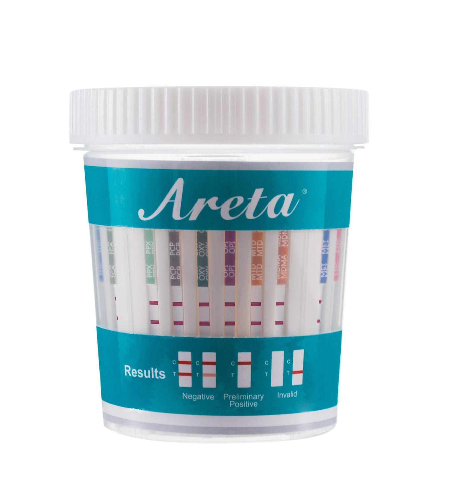 Areta 14 Panel Drug Test Cup Kit with BUP and Temperature Strip - Testing 14 Drugs - 5 Pack - Buy Online on GoSupps.com