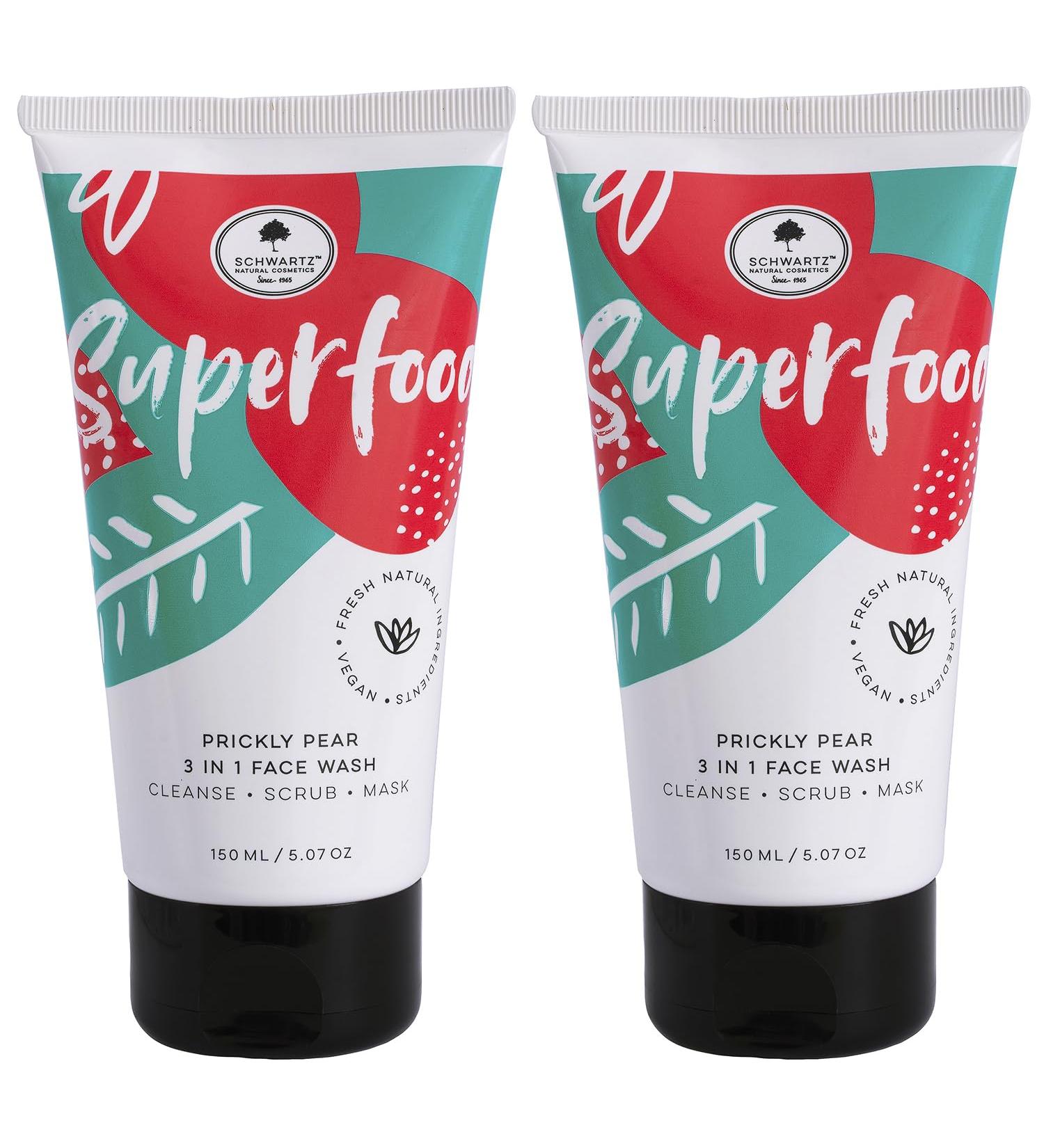 2-PACK Superfood 3-in-1 Face Wash (Cleanser/Scrub/Mask) with Prickly Pear Salicylic Acid & Natural Oils_5.07 oz. NO SULFATES NO FRAGRANCE NO PARABEN VEGAN CRUELTY FREE - Buy Online on GoSupps.com