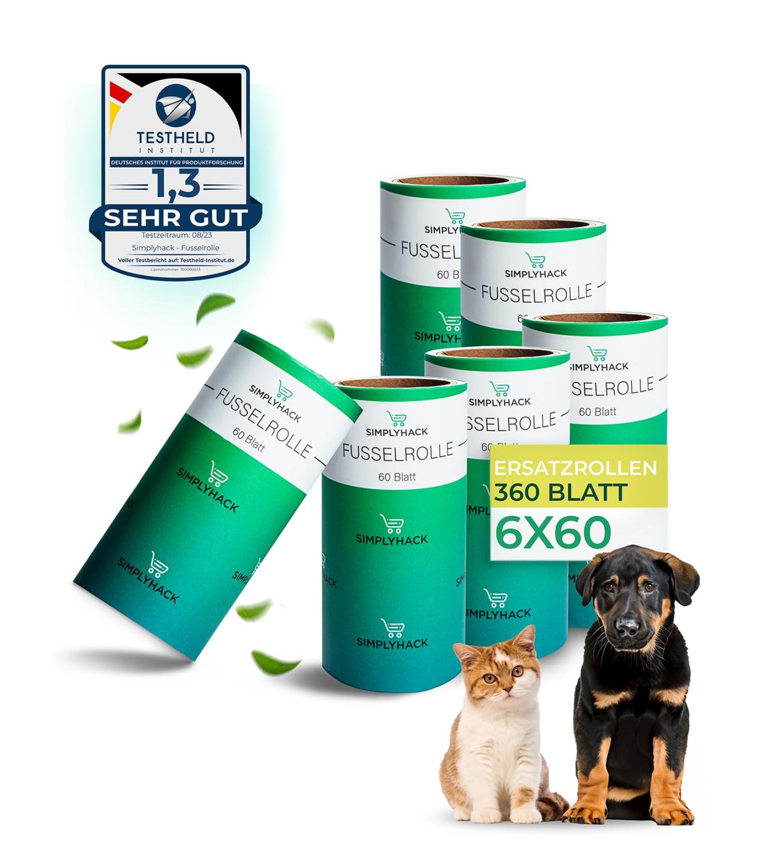 Simplyhack Lint Roll - 6 Pack Replacement Rolls | High Adhesive Lint Roller for Animal Hair | Easily Removes Used Sheets | 360 Sheet Refill Pack - Buy Online on GoSupps.com