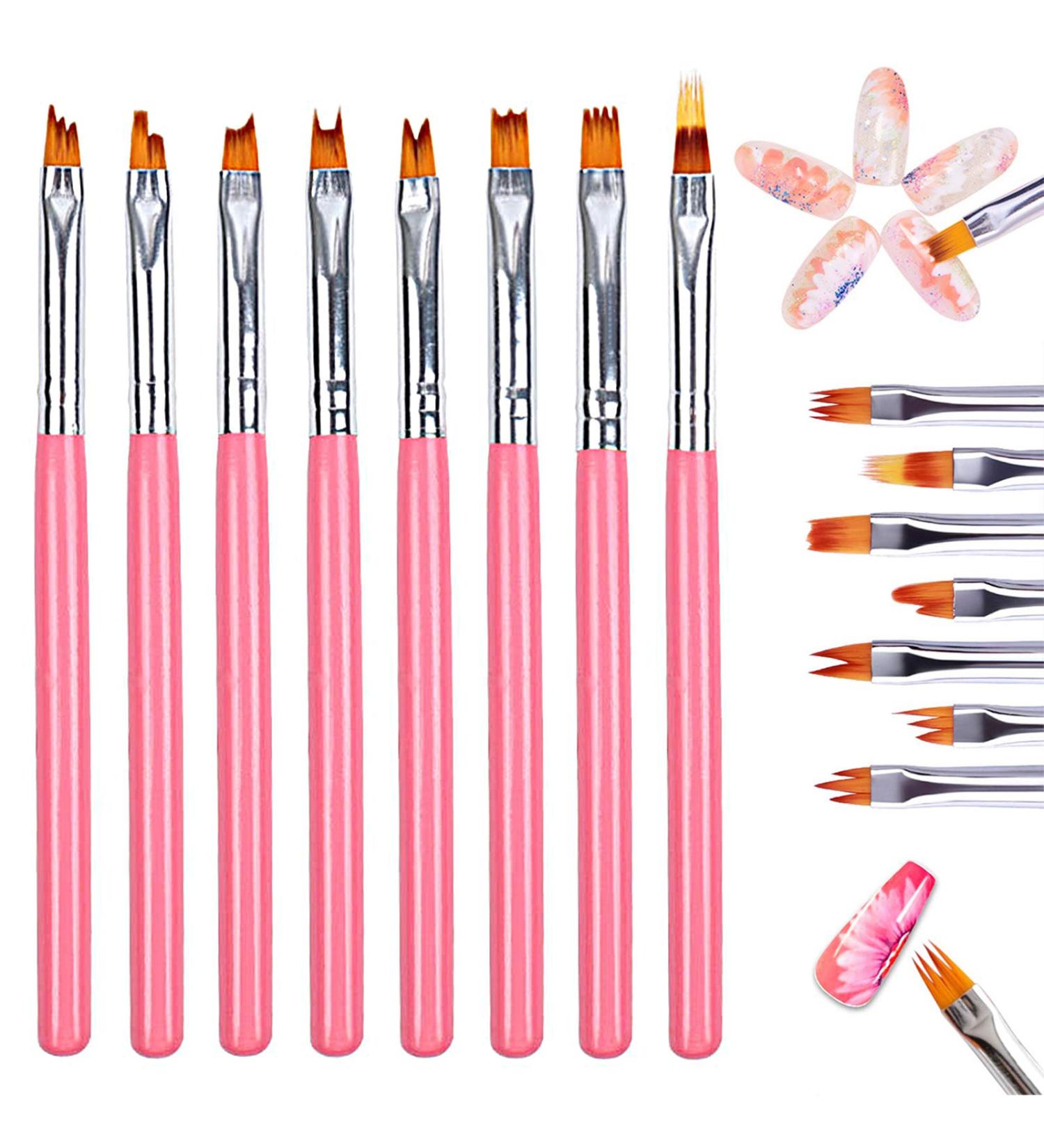 DKTOTIUP 8-Piece Nail Art Brush Set - Pink Nail Design & Dotting Tools for Perfect Nail Painting - Buy Online on GoSupps.com