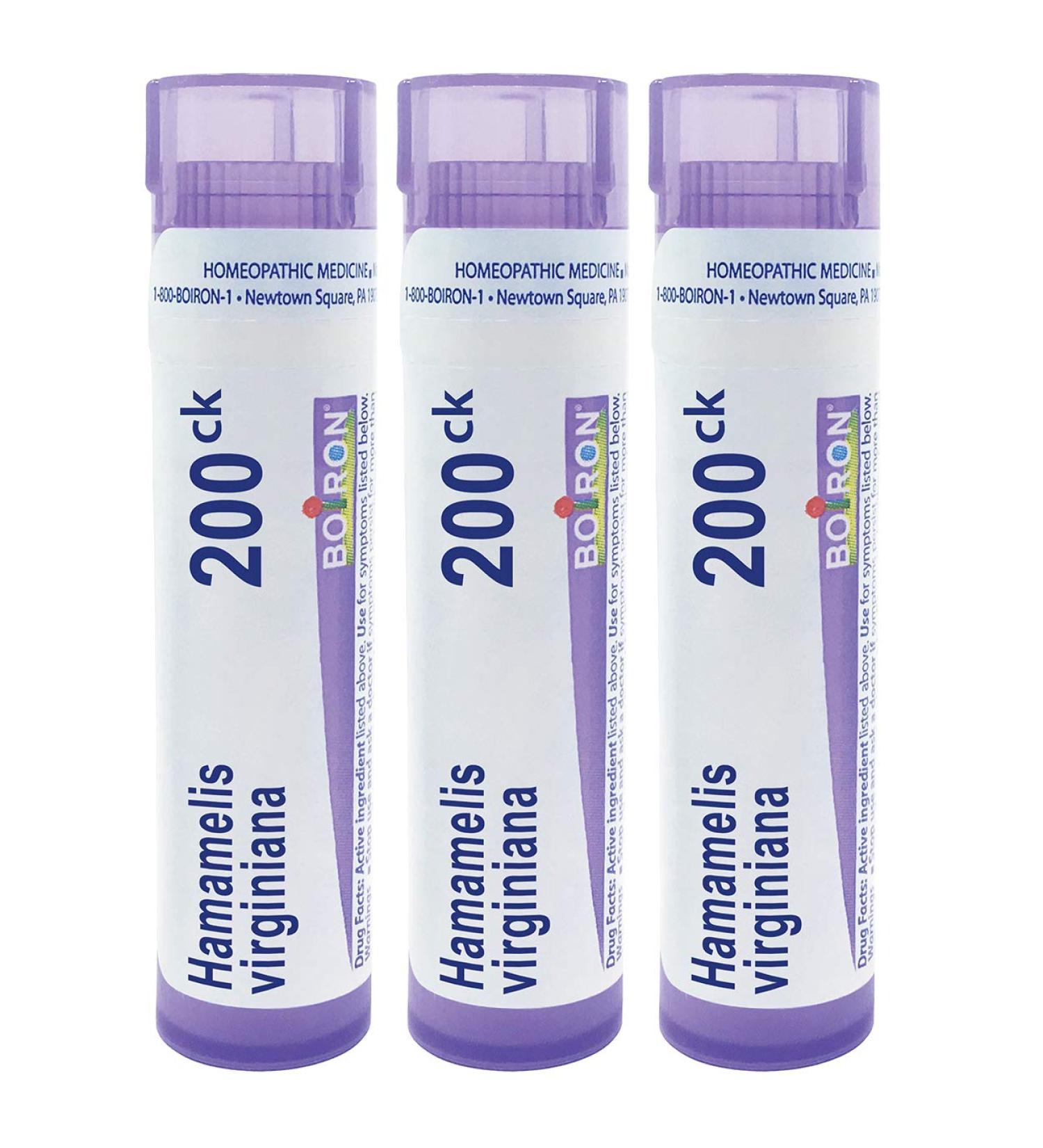 Boiron Hamamelis Virginiana 200ck Homeopathic Medicine for Hemorrhoids - Pack of 3 (240 Pellets) - Buy Online on GoSupps.com