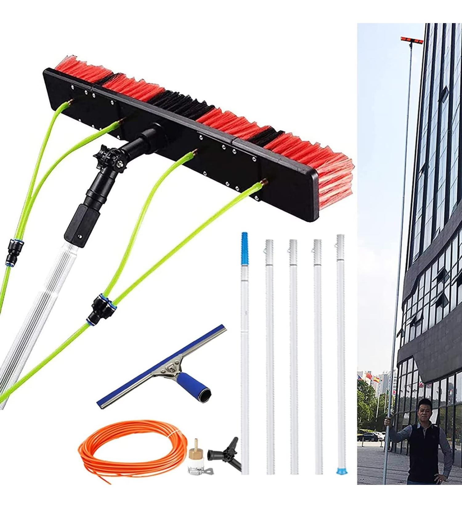 5m-12m Window Cleaning Pole Outdoor Water Fed Telescopic 2 in 1 Brush Squeegee Attachment Professional Extendable Cleaner Conservatory Roof Gutters(50cm Brush 8m pole) 55cm Brush Head 8M/27FT - Buy Online on GoSupps.com