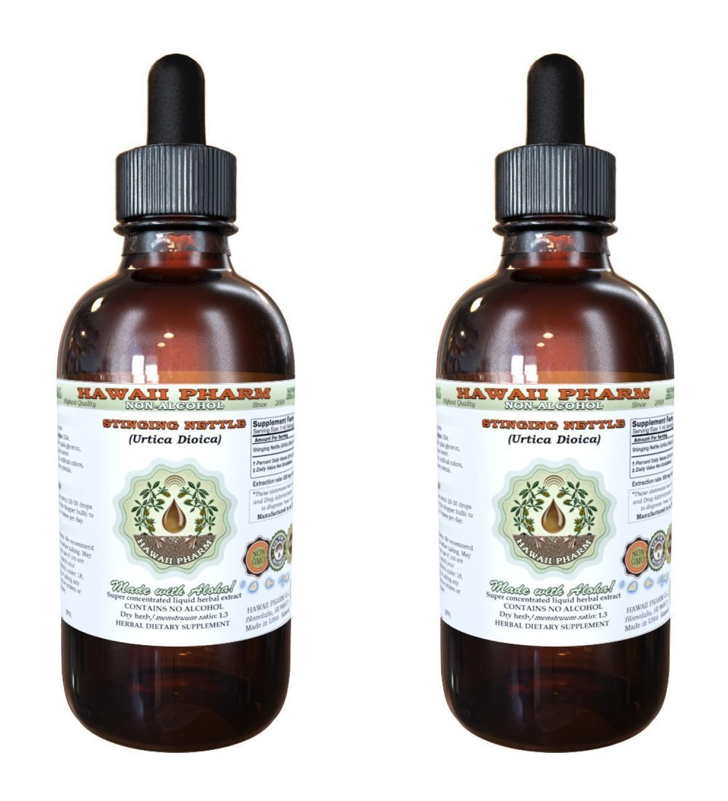 Hawaii Pharm Stinging Nettle Alcohol-Free Liquid Extract Organic Stinging Nettle (Urtica Dioica) Dried Root Glycerite Natural Herbal Supplement USA 2x4 fl.oz 8 Fl Oz (Pack of 1) - Buy Online on GoSupps.com