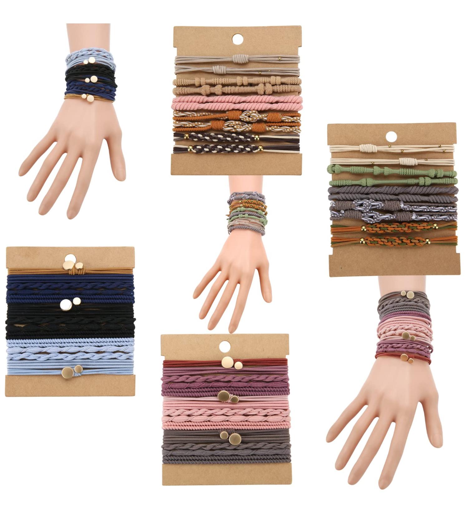 Hasoar Boho Hair Ties Bracelet Pack - 50pcs, 20+ Colors, No Damage Elastics for Thick Hair - Buy Online on GoSupps.com