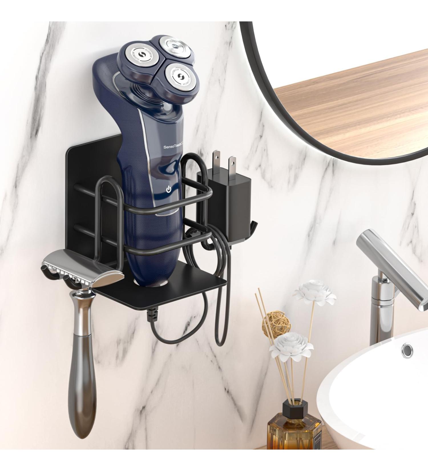 Stainless Steel Shower Razor Holder - Wall Mounted Adhesive Hook for Shaver and Toothbrush - No Drilling Bathroom Organizer - Buy Online on GoSupps.com