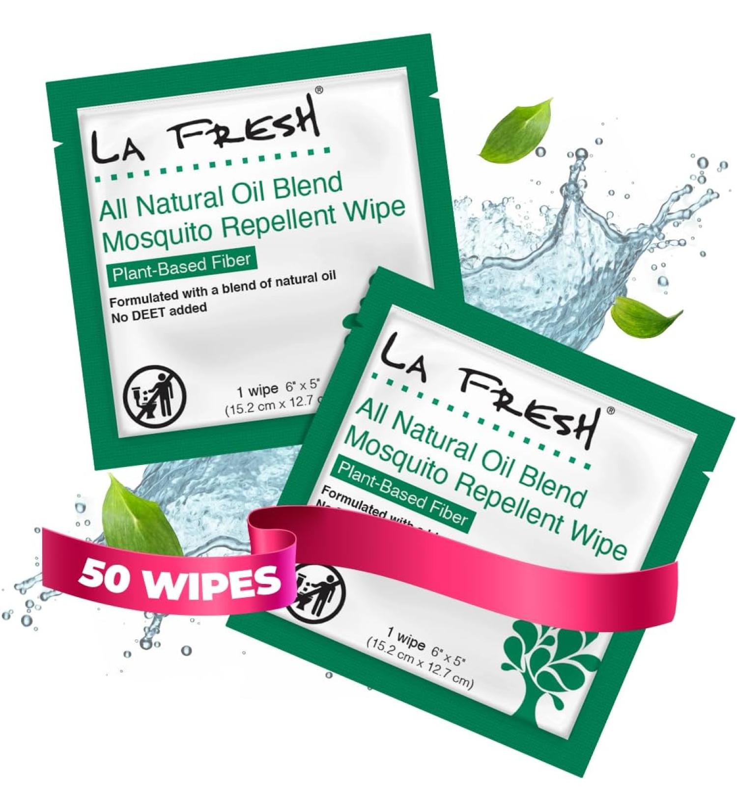 La Fresh Mosquito Repellent Wipes - Natural, Deet-Free, Long-Lasting (Individually Wrapped) - Buy Online on GoSupps.com