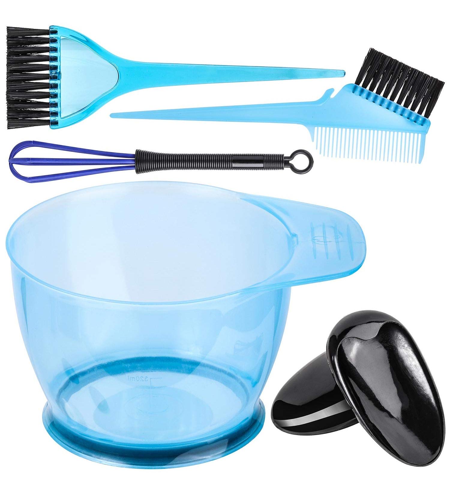 Professional Hair Dyeing Kit - 5 Pcs Blue Set for Salon & Home | Dye Brush, Comb, Tinting Bowl, Ear Caps, Dye Mixer - Buy Online on GoSupps.com