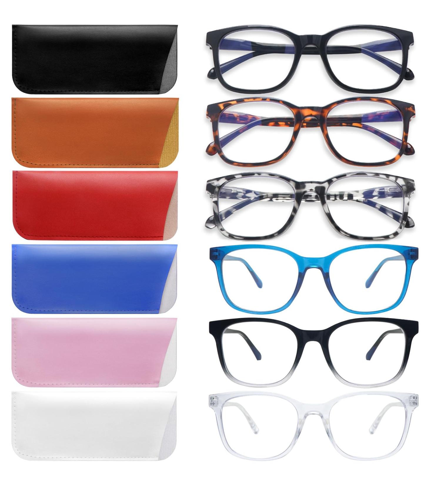 VIDEBLA 6 Pack Blue Light Blocking Reading Glasses for Men & Women | Anti-UV Eyeglasses with Leather Case | Computer Readers 1.25x - Buy Online on GoSupps.com