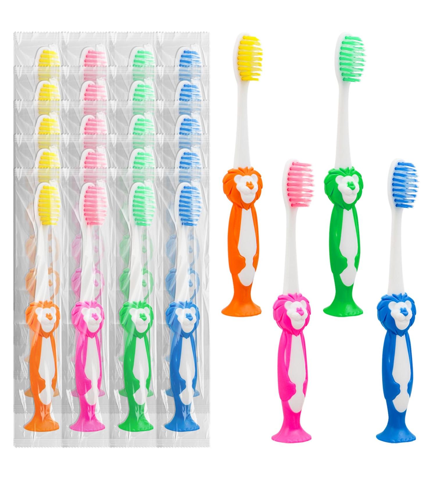 Bulk Pack of 20 Disposable Toddler Toothbrushes - Individually Wrapped Animal Designs for Kids | Perfect for Home School Camp & Travel - Buy Online on GoSupps.com