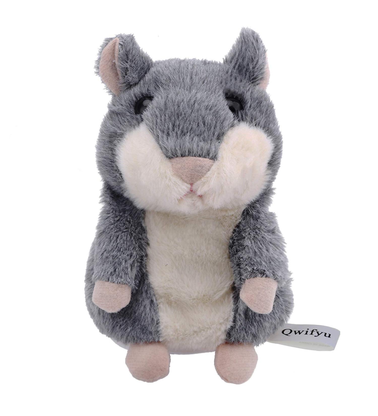Qwifyu Talking Hamster Interactive Stuffed Plush Animal Toy with Cute Sound Effects - Gray - Buy Online on GoSupps.com