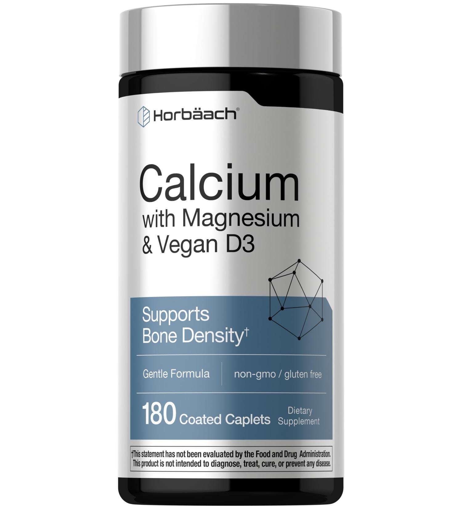 Horb ach Calcium Magnesium D3 | 180 Coated Caplets | Supports Bone Density | Supplement for Men and Women | Vegan Non-GMO Gluten Free - Buy Online on GoSupps.com