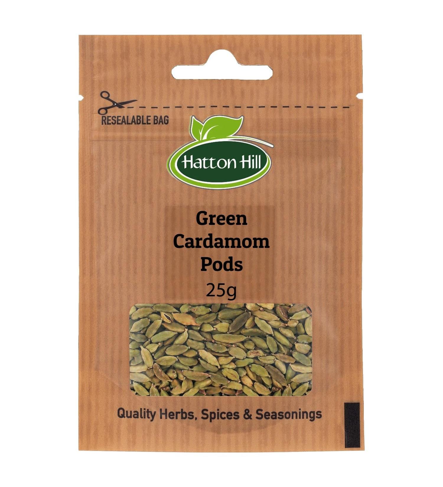 Green Cardamom Pods 25g by Hatton Hill | Aromatic Versatile and Perfect for Sweet and Savoury Dishes