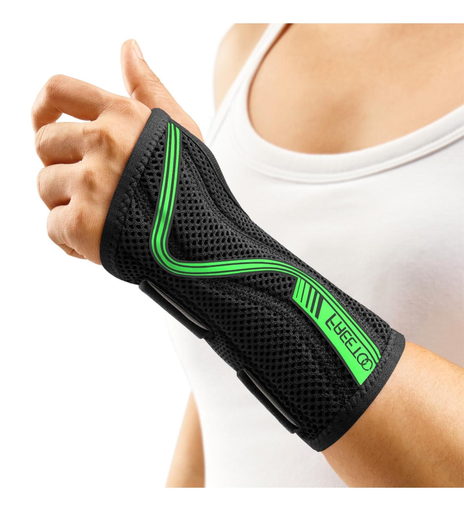 FREETOO S-Shaped Wrist Support Brace for Arthritis - Adjustable Carpal Tunnel Splint for Men and Women - Green (Medium, Left Hand) - Buy Online on GoSupps.com