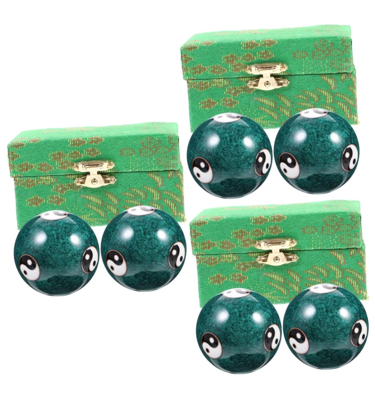 Buy Healvian 6 Stk Metal Health Massage Handballs | Chinese Cloisonn Stone Massage Balls for Fitness & Relaxation - International Shipping Available - Buy Online on GoSupps.com