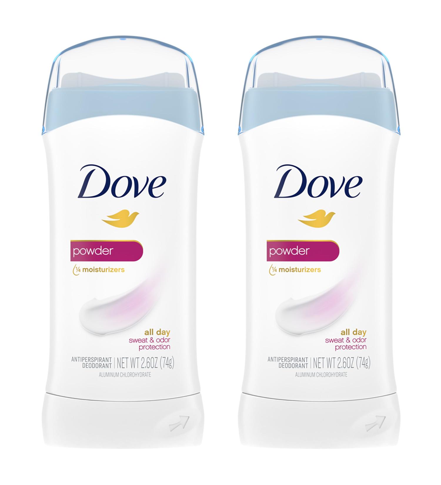 Dove Invisible Solid Antiperspirant Deodorant Stick for Women Powder For All Day Underarm Sweat and Odor Protection 2.6 oz 2 Count 2.6 Ounce (Pack of 2) Fresh - Buy Online on GoSupps.com