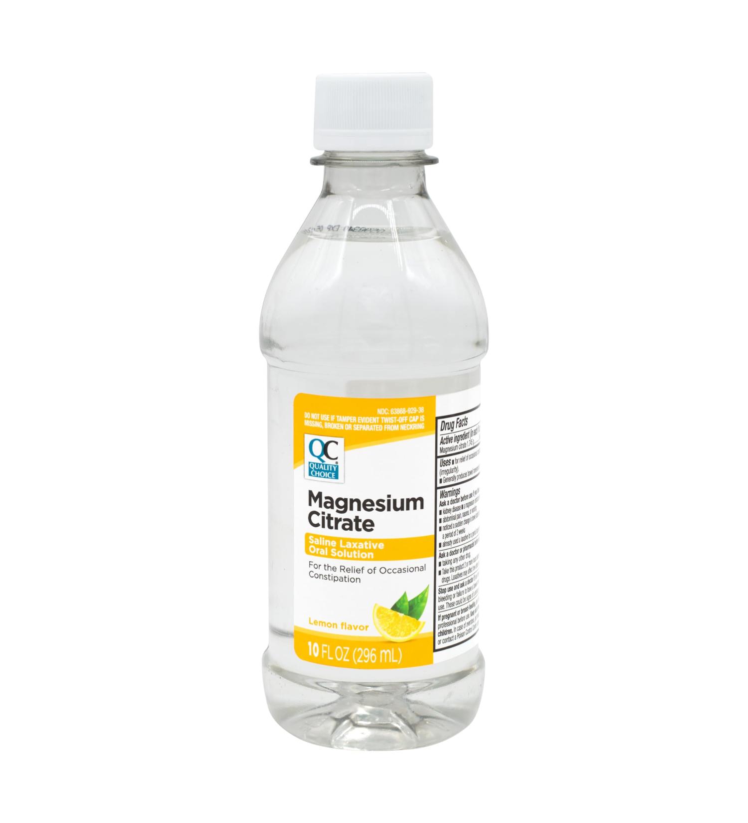 Quality Choice Magnesium Citrate Oral Solution, 10oz - Lemon Flavored Saline Laxative, Supplement for Occasional Constipation Relief, Mag Citrate is a Gentle and Effective Laxative for Regularity Lemon 10.0 Fl Oz (Pack of 1) - Buy Online on GoSupps.com
