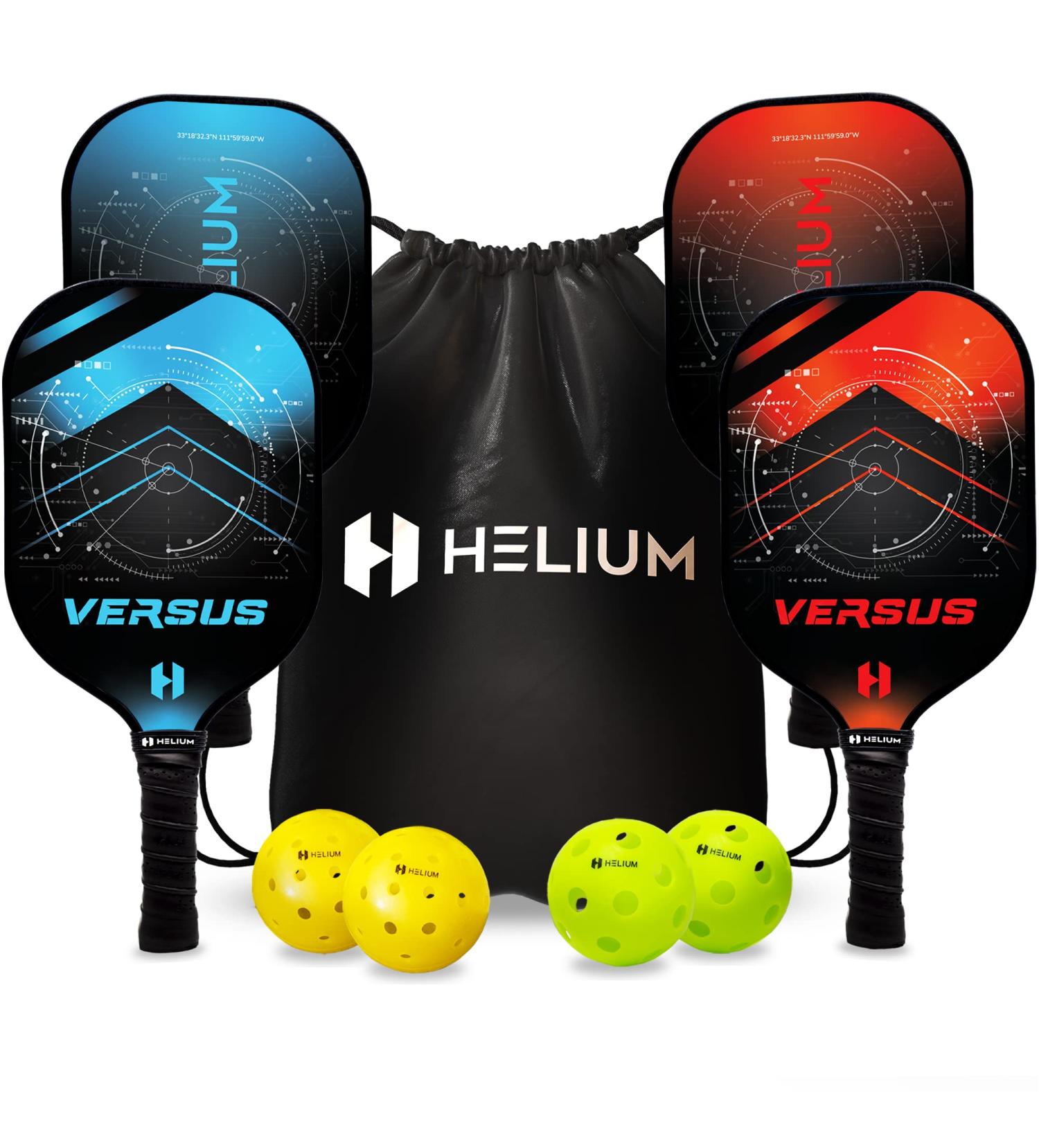 Helium Pickleball Paddles Set of 4 - USAPA Certified Graphite Fiberglass Surface - Lightweight Honeycomb Core - Buy Online on GoSupps.com