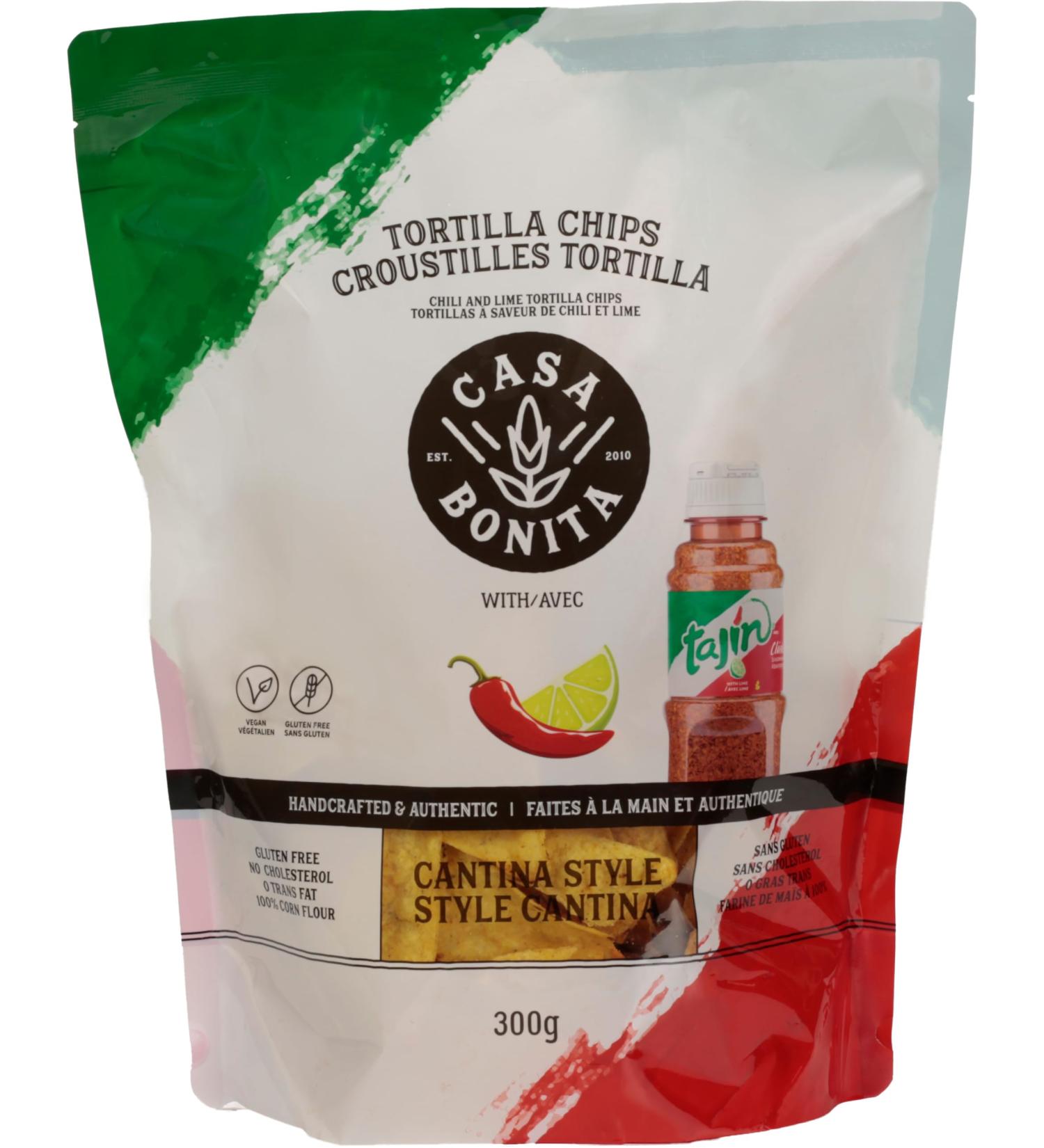 Casa Bonita Tajin Cantina Style Tortilla Chips | 300g | Gluten-Free & Organic | Authentic Mexican Flavor | Perfect for Snacking and Dipping