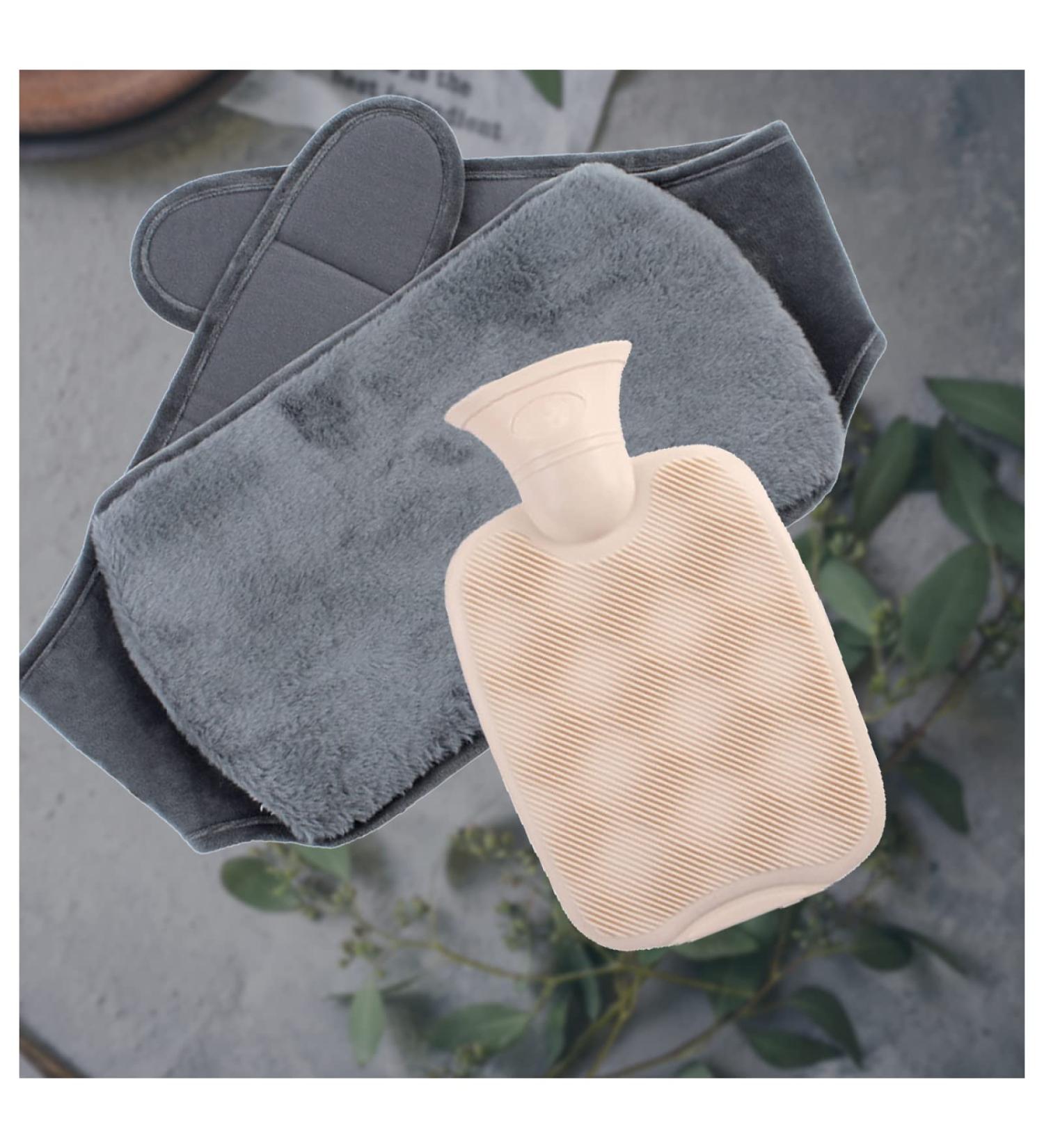 VVLXRIC Hot Water Bottle with Cover - Dark Gray | Warm Feet & Hands | Soft Comfort for Waist | International Shipping - Buy Online on GoSupps.com
