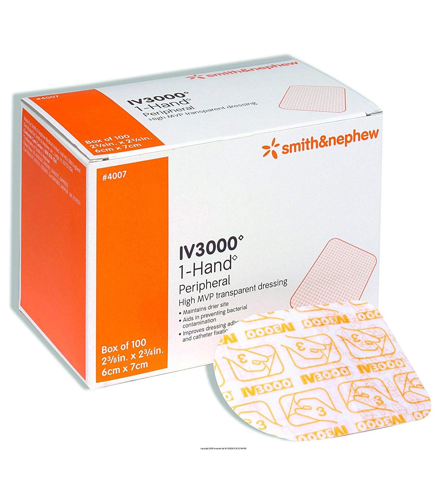 Smith & Nephew IV3000 1-Hand Transparent Dressings 2-3/8x2-3/4 Pack of 10 Dressings