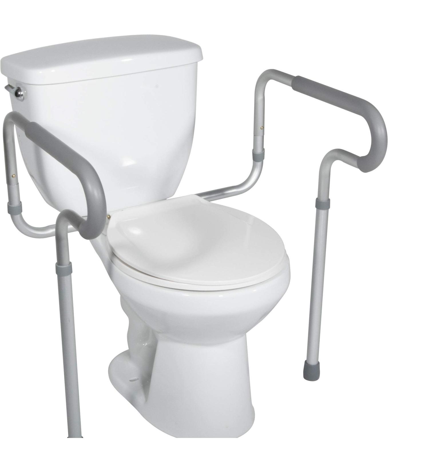 Healthline Adjustable Toilet Safety Frame Rails with Padded Handrails - Support Rails for Seniors, Disabled, Elderly - 300 Lbs Capacity - Buy Online on GoSupps.com
