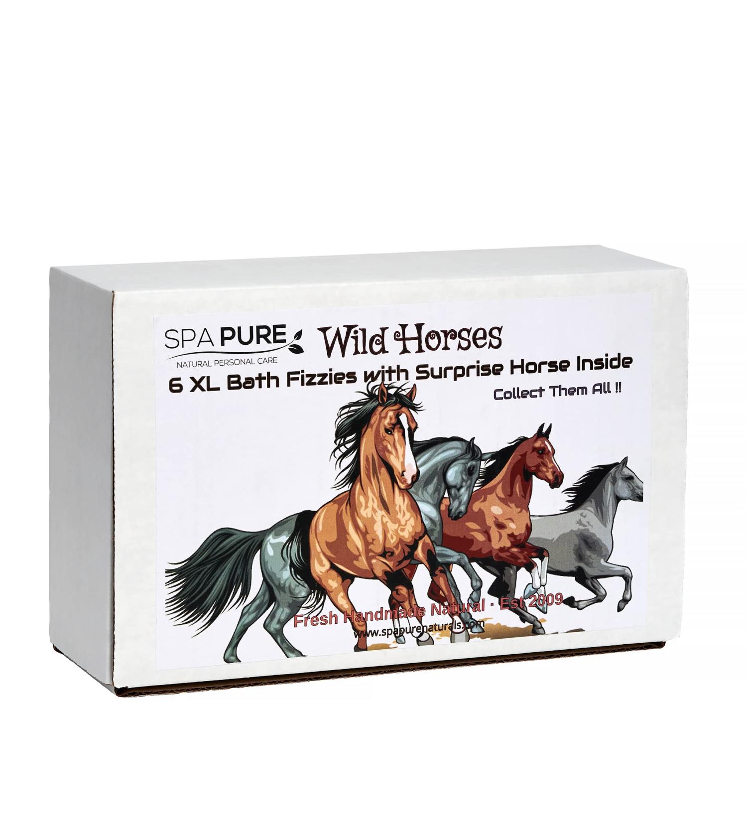 SPAPURE Wild Horses Bath Bombs for Kids - 6 XL Handmade Natural Bath Bombs with Surprise Horses - USA Made - Perfect Birthday Gift Idea for Spa Parties - Buy Online on GoSupps.com