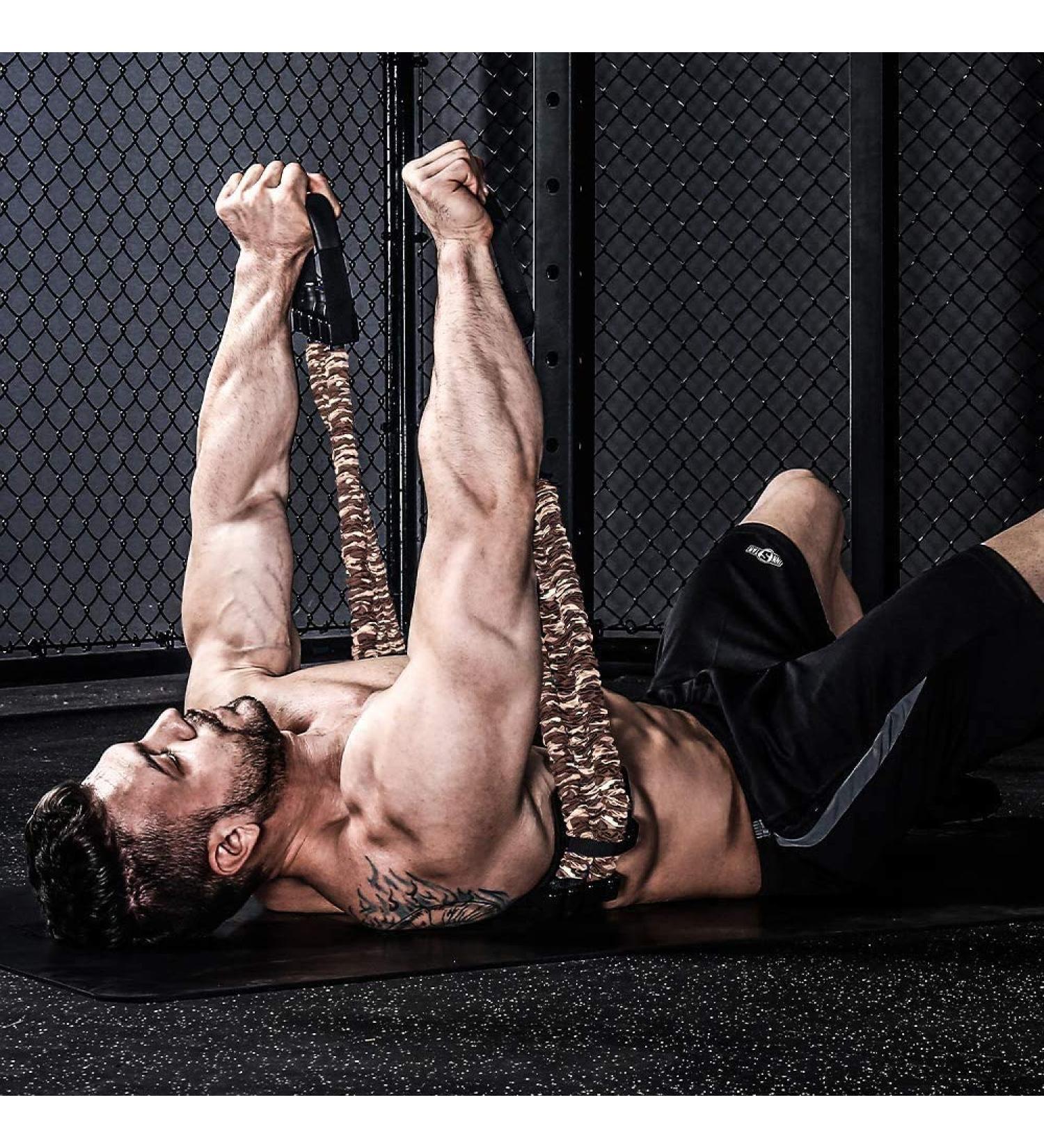 INNSTAR Adjustable Bench Press Push Up Resistance Bands - Camo Red-80lb | Home Gym Fitness Equipment - Buy Online on GoSupps.com