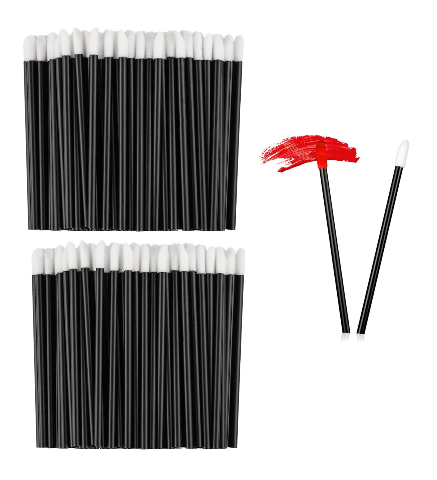 200 Pcs Disposable Lip Brushes Lipstick Applicators Wands Lint Free Makeup Tools Kit Gloss Cotton Swab Wands Testers Black - Buy Online on GoSupps.com