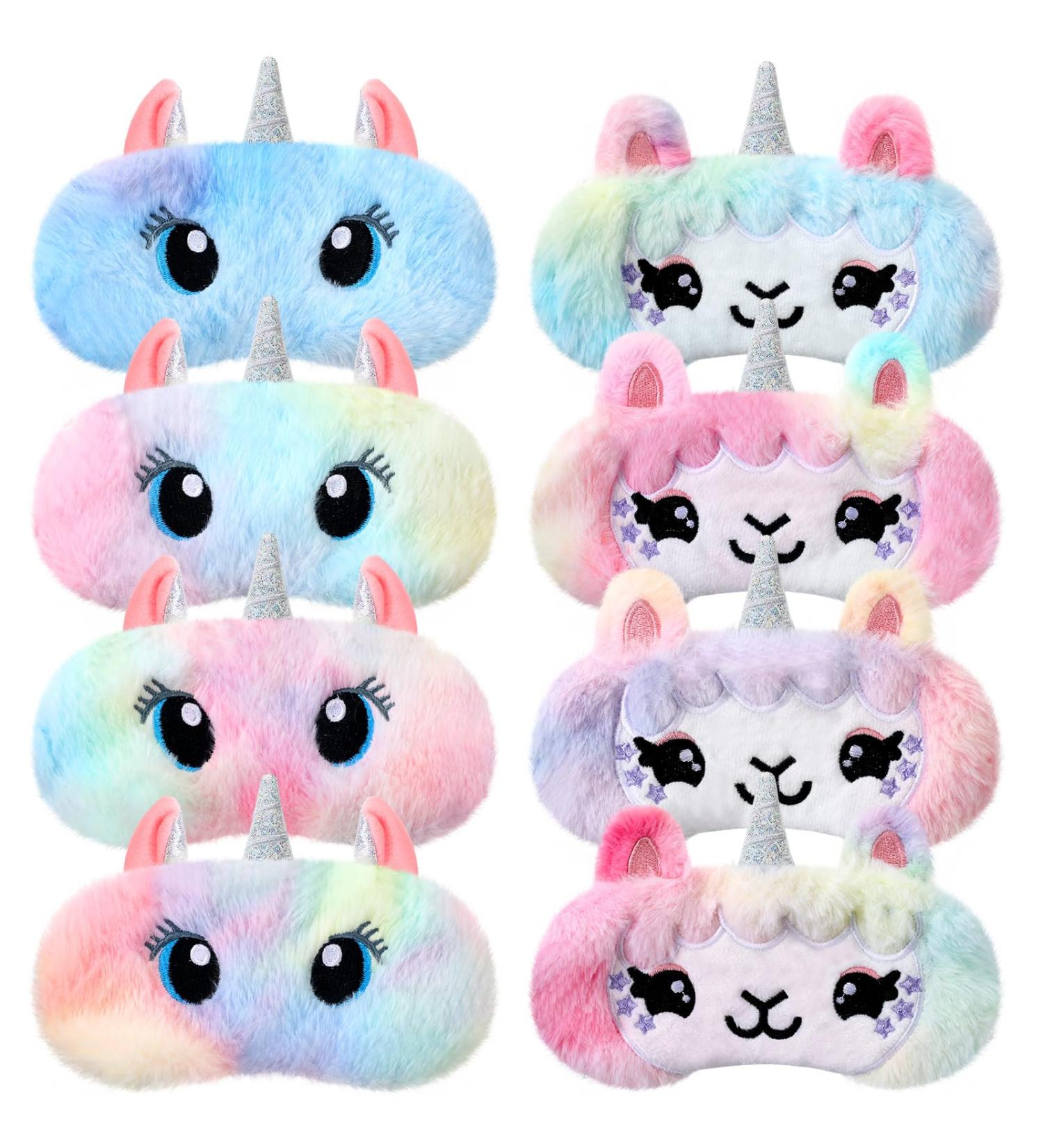 Zhanmai 8 Pcs Kids Cute Sleep Eye Masks - Soft Plush Blindfolds in Sheep & Unicorn Designs | Perfect for Home Travel & Naps - Buy Online on GoSupps.com