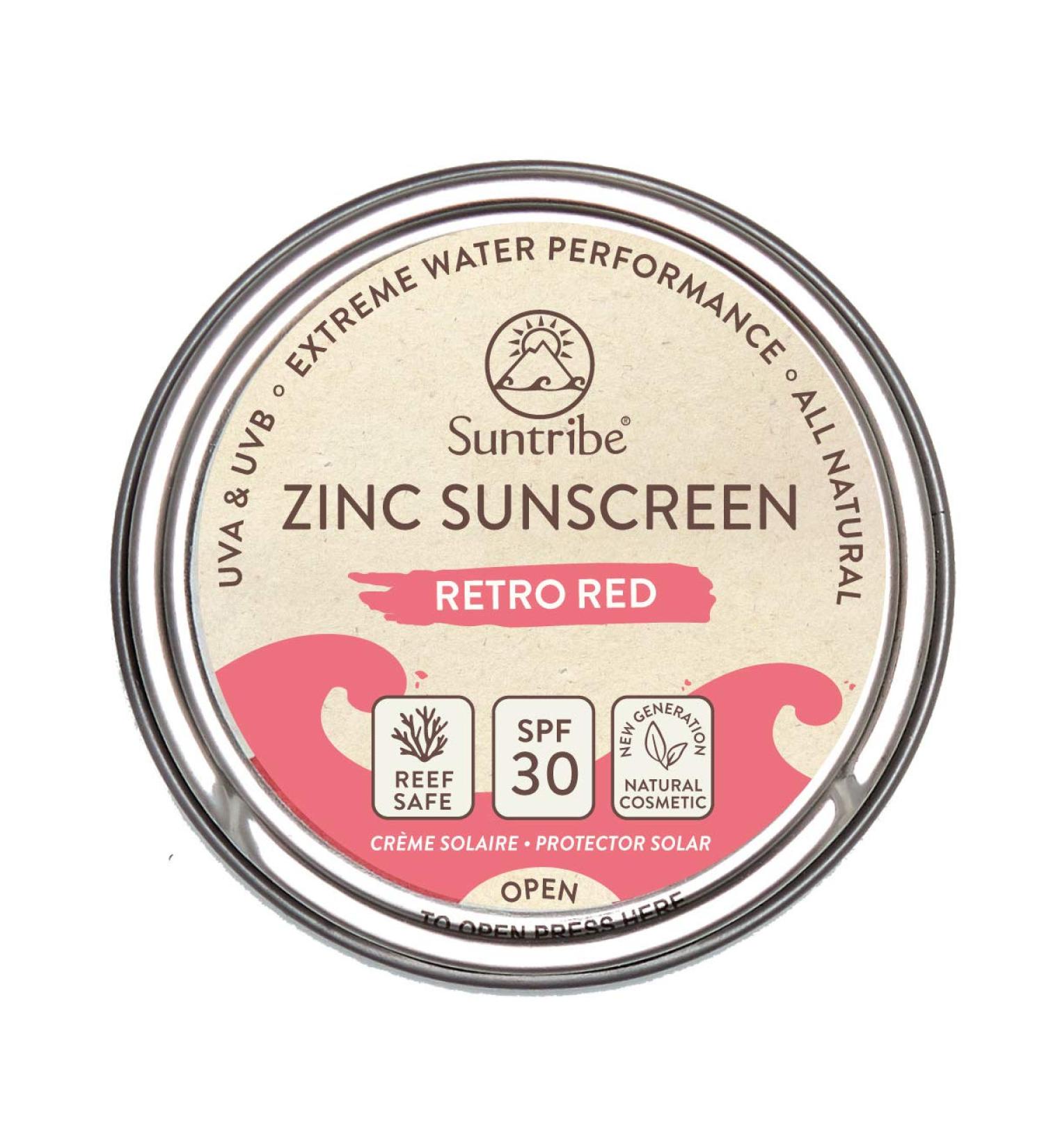  Suntribe Suntribe Organic Zinc Sunscreen for Face and Sport SPF 30 - 100% Zinc - Riff friendly/Reef safe - 3 ingredients - Waterproof - Retro red (45 g) - Buy Online on GoSupps.com