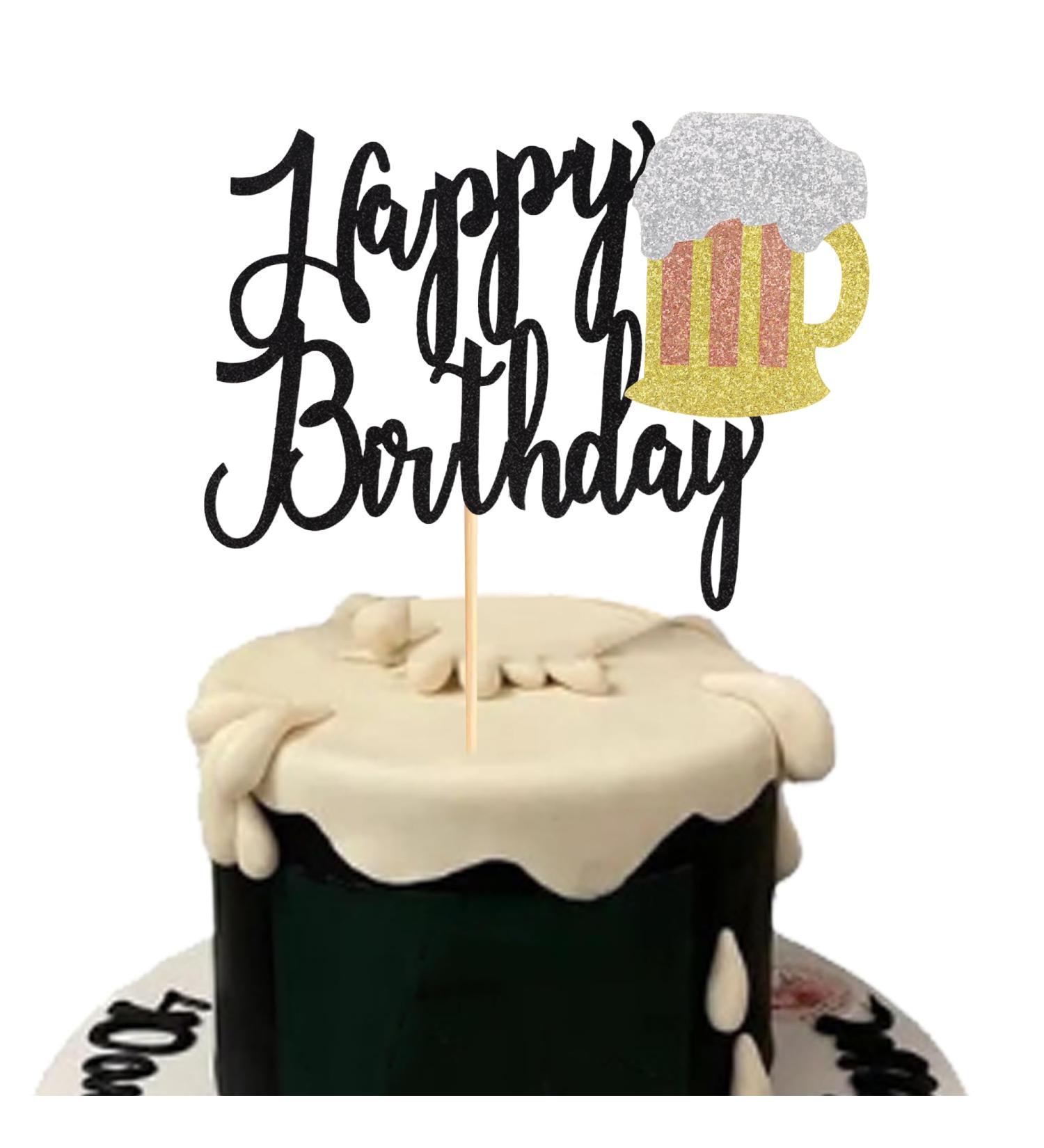 Arthsdite 1Pc Beer Mug Happy Birthday Cake Topper Cheers Beers Cake Decoration for Celebrating Glorymoment Beer Theme Birthday Theme Party Supplies Beer Mug Cake Topper - Buy Online on GoSupps.com
