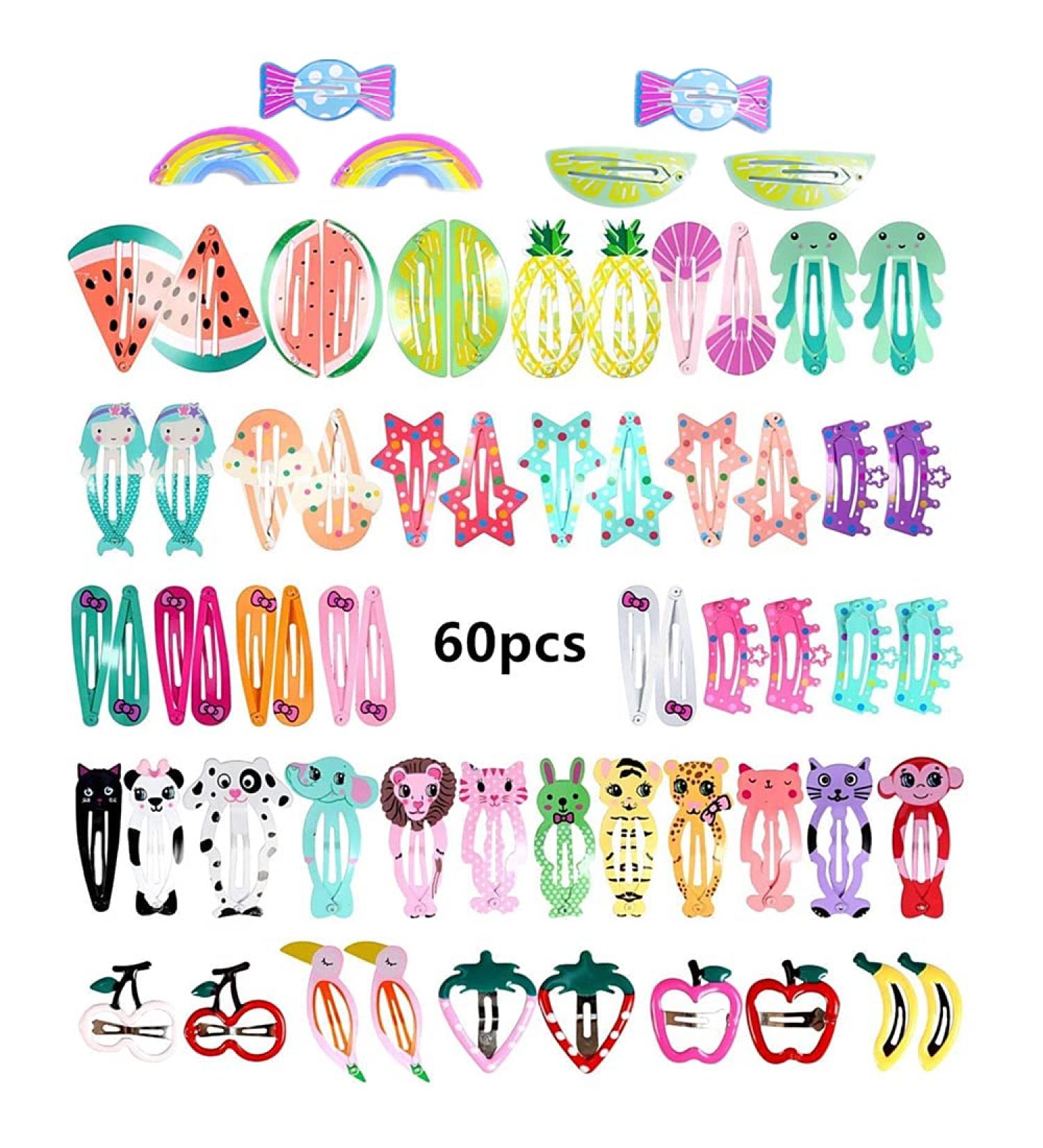 Voarge Hair Clips for Girls - 60 Candy Color Metal Pressure Clips | Perfect Birthday Party Gift | Random Styles - Buy Online on GoSupps.com