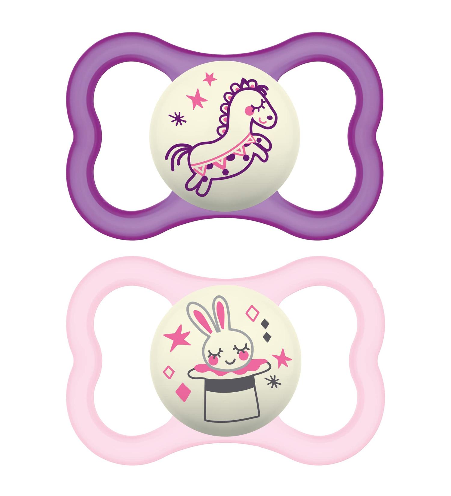 MAM Air Night Pacifiers 6+ Months | Glow in the Dark | Pack of 2 | Sterilizing Case | Best for Breastfed Babies - Buy Online on GoSupps.com