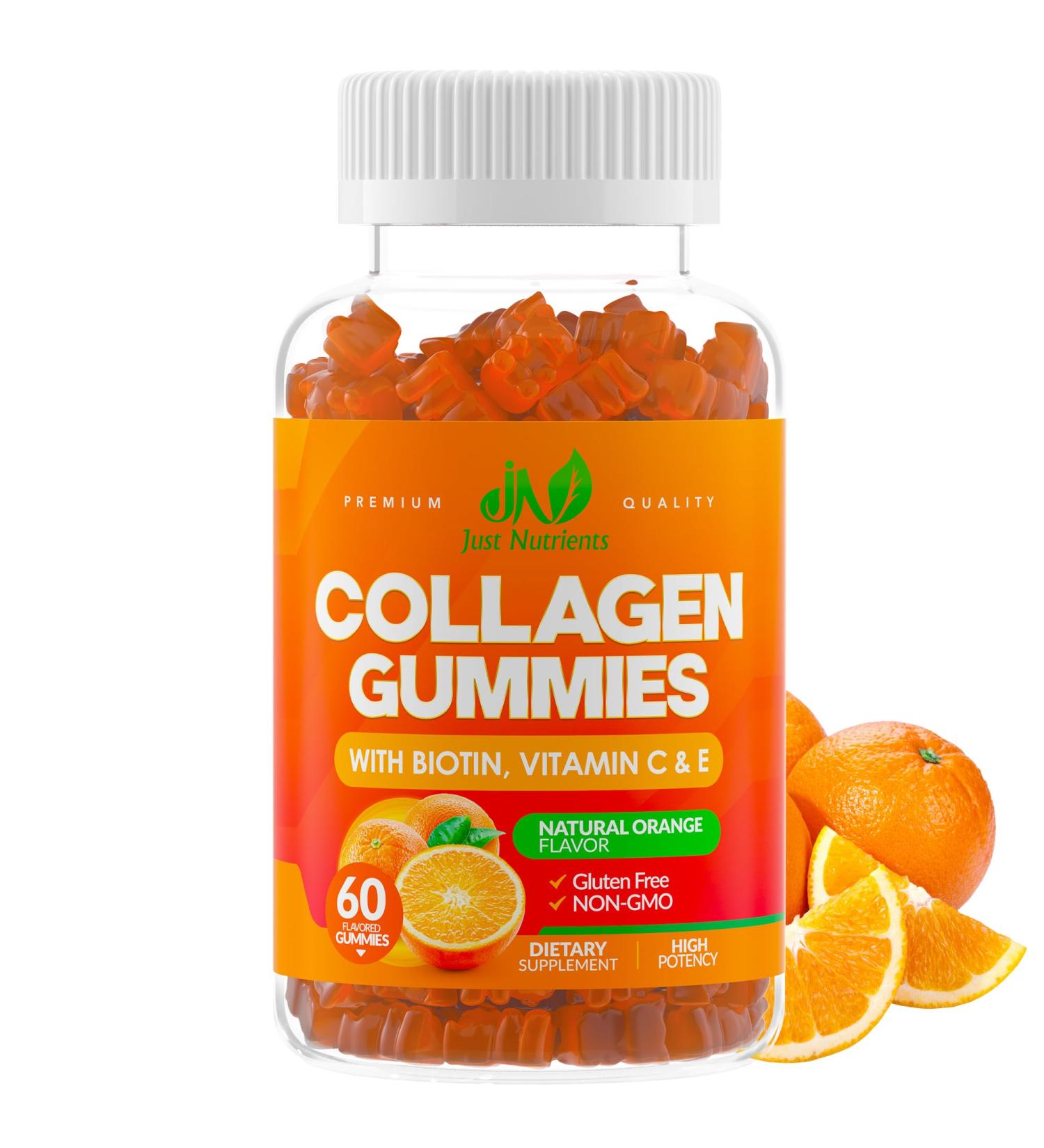 Collagen Peptides Gummies with Biotin Vitamin C & E for Women & Men - Premium Hydrolyzed Collagen Type I & III for Hair Skin & Nails Support - Gluten-Free Non-GMO - 60 Gummies (30 Servings) - Buy Online on GoSupps.com