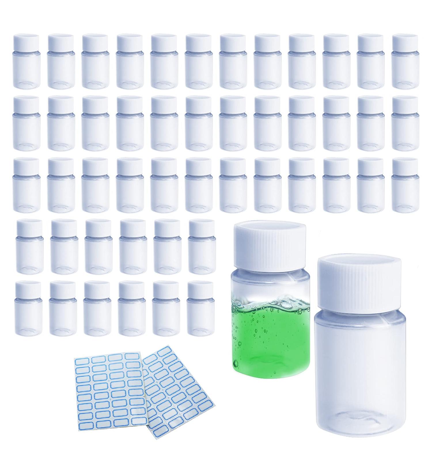 Gzcaiyun 50 Pcs Portable 20ml Plump Plastic Bottles with Screw Caps & Stickers for Cosmetics Travel & Camping - Buy Online on GoSupps.com