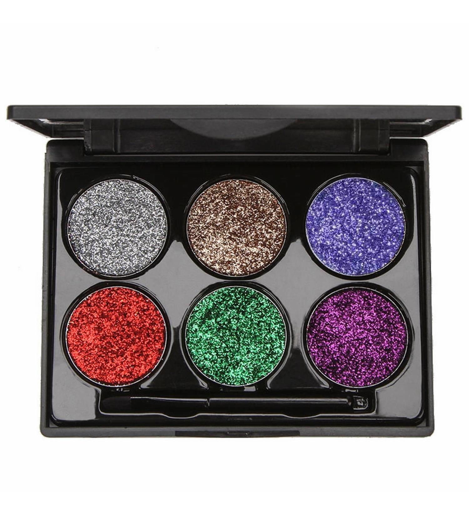 LXGWQF Colorful Scallion Powder Eye Shadow Pearlescent Glitter Powder Sequins Super Flash Flash Stage Eye Makeup with Brush 6 B One Size - Buy Online on GoSupps.com