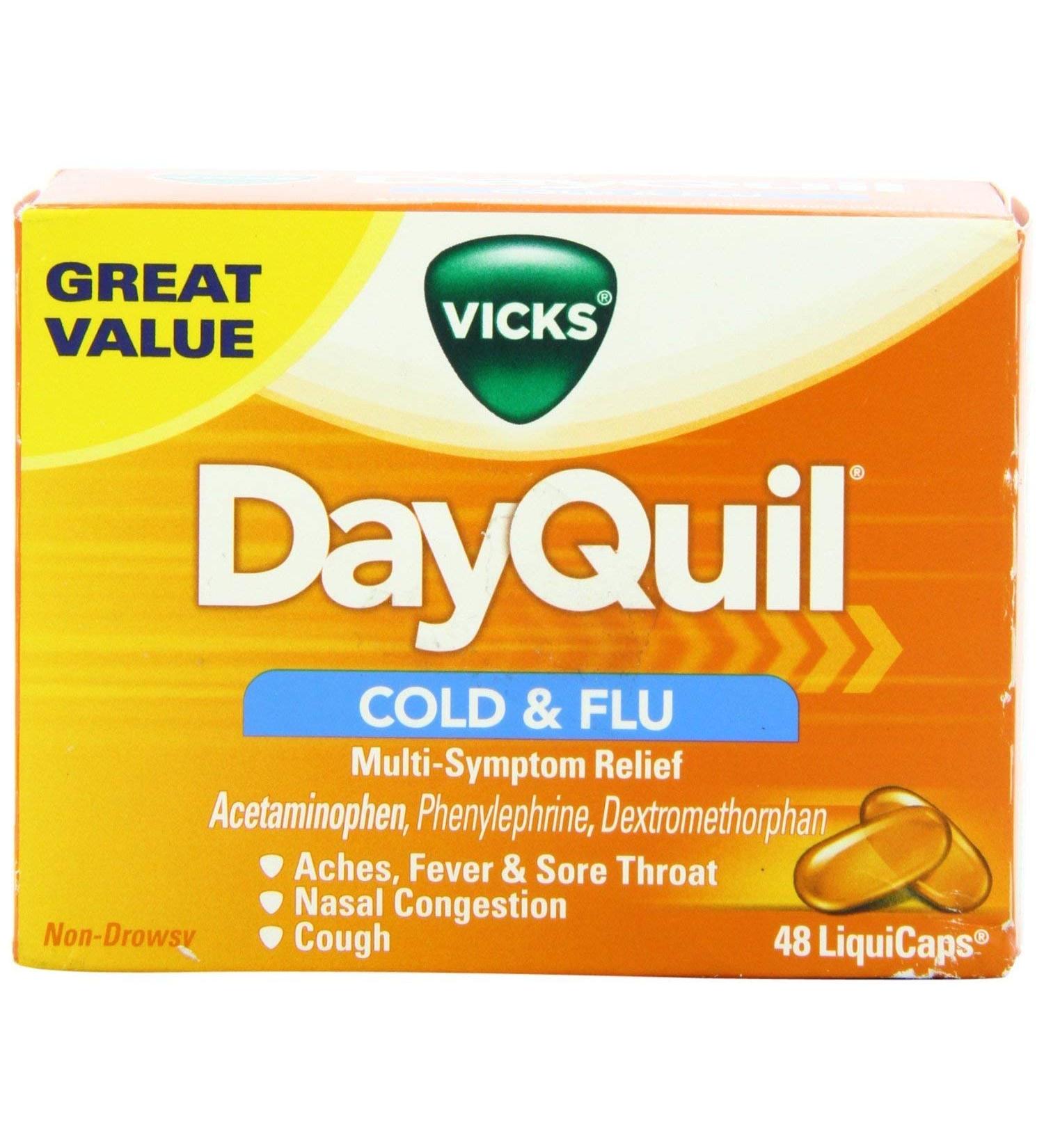 Vicks Dayquil Cold & Flu Multi-symptom Relief Liquicaps 48 Each