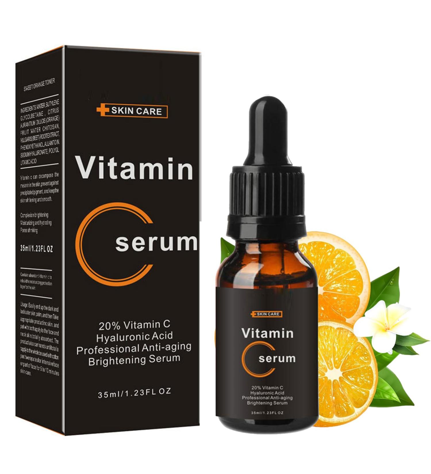 Vitamin C Serum For Face 20% Vitamin C Serum With Hyaluronic Acid For Collagen Boost Anti-Wrinkle Anti-Aging Dark Circle Sun Damage Brighten Hydrate Face Serum - Buy Online on GoSupps.com