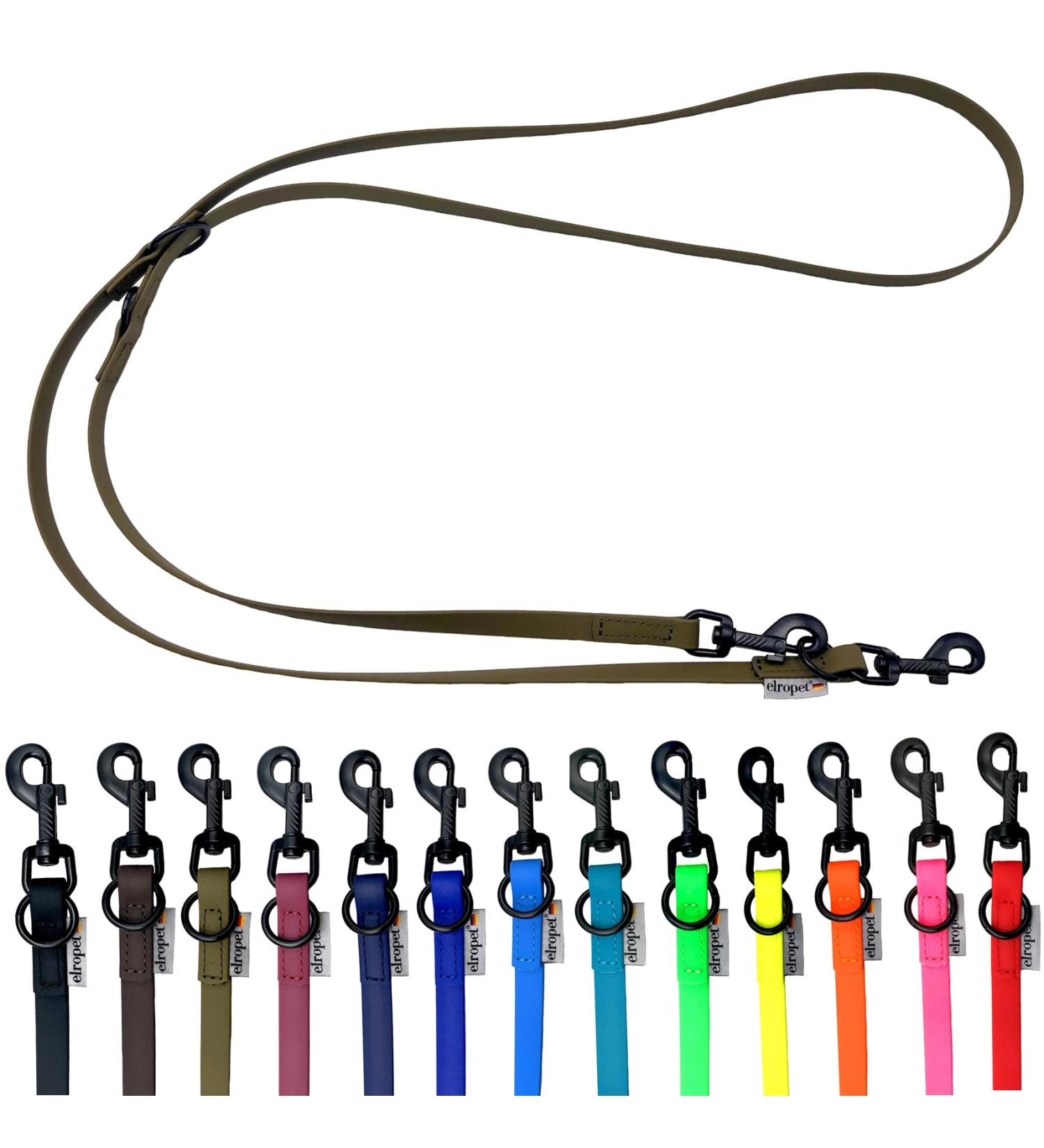 Adjustable Biothane Dog Leash - Black Hook | Olive Green 2m x 13mm | Small & Large Dogs | International Shipping - Buy Online on GoSupps.com