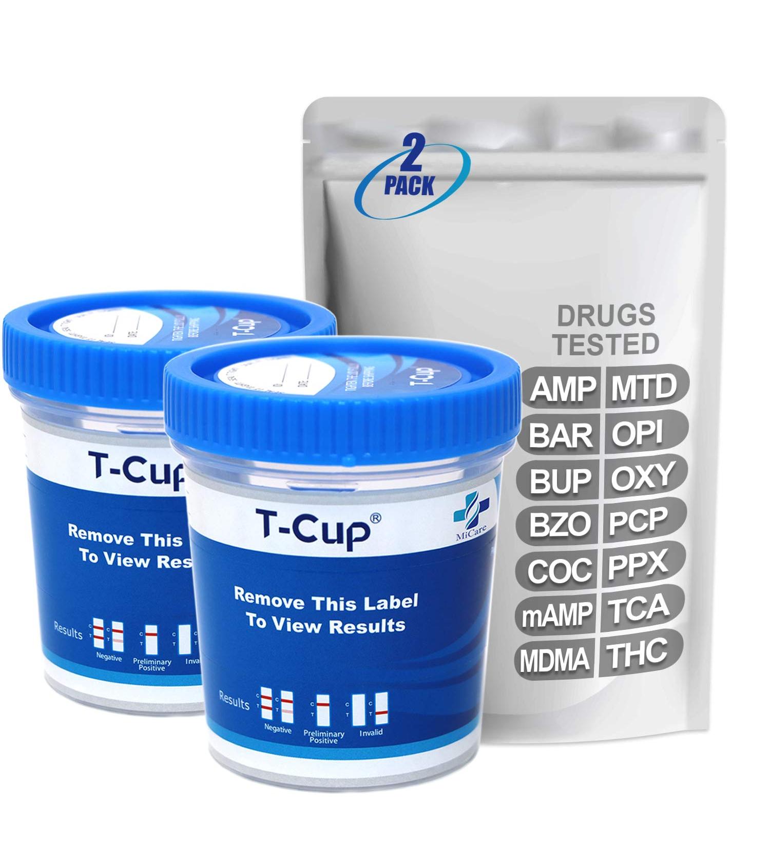 MiCare 14-Panel Home Test Cup - 2pk for Drugs & Opiates Detection - Buy Online on GoSupps.com